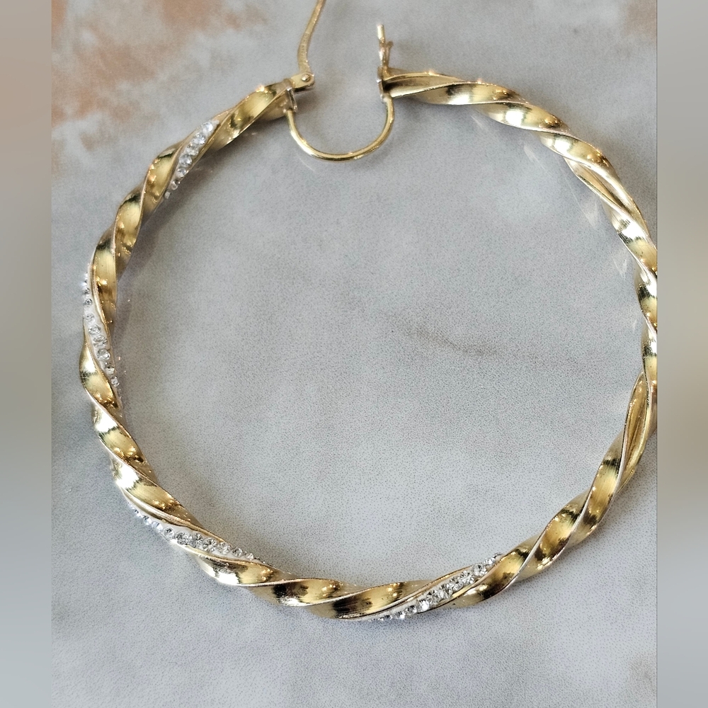 JORDAN MOM 14k Gold Plated and Solid Sterling Silver With Crystals Hoop Earrings - Picture 5 of 13